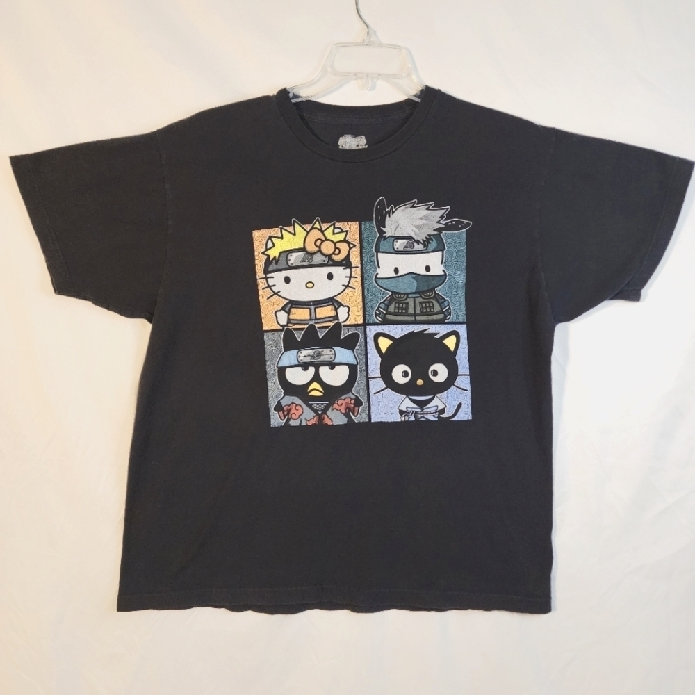 Vintage 2002 Naruto Shippuden Hello Kitty Short Sleeve Tee Size XL - Picture 1 of 4